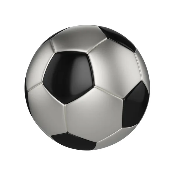 Pelota de fútbol aislada sobre fondo blanco. Pelota de fútbol negro y plata . — Foto de Stock