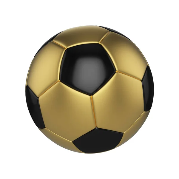 Ballon de football isolé sur fond blanc. Ballon de football noir et or . — Photo