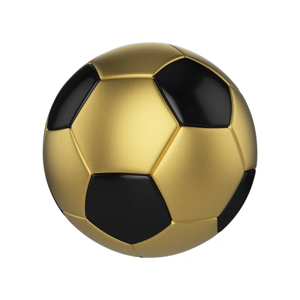 Ballon de football isolé sur fond blanc. Ballon de football noir et or . — Photo