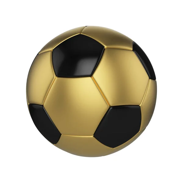 Fußball isoliert auf weißem Hintergrund. schwarz-goldener Fußballball. — Stockfoto