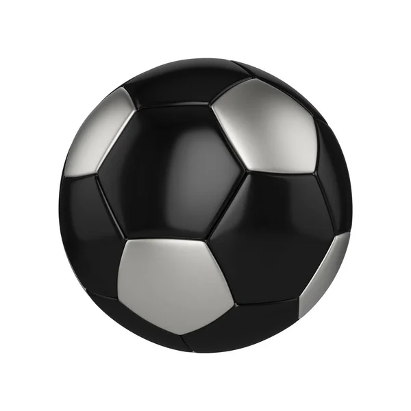 Ballon de football isolé sur fond blanc. Ballon de football noir et argent . — Photo