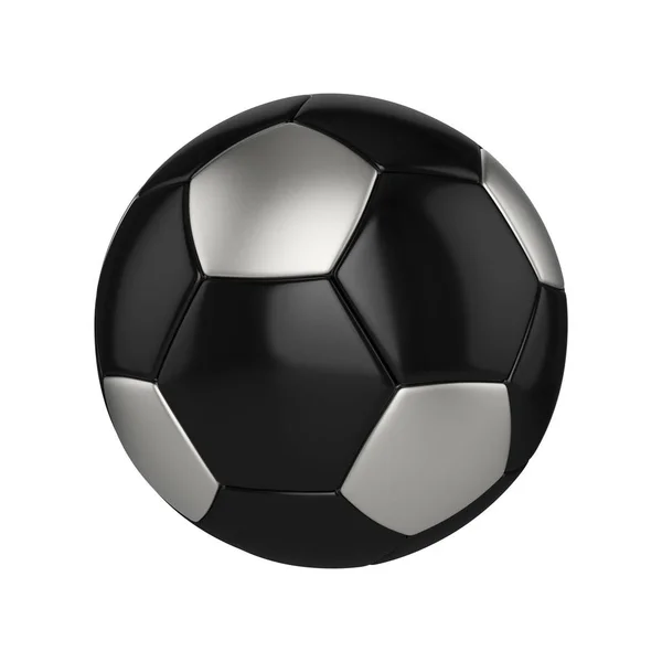 Beyaz arka plan üzerinde izole futbol topu. Siyah ve gümüş futbol topu. — Stok fotoğraf