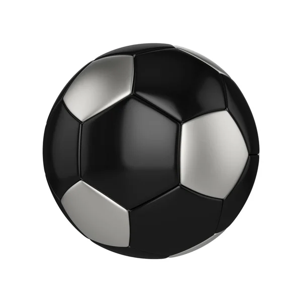 Fußball isoliert auf weißem Hintergrund. Schwarzer und silberner Fußballball. — Stockfoto