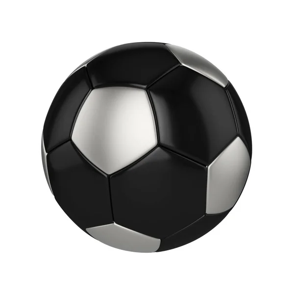 บอลฟุตบอลถูกแยกจากพื้นหลังสีขาว ฟุตบอลสีดําและสีเงิน . — ภาพถ่ายสต็อก