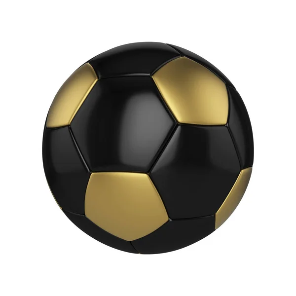 Bola de futebol isolada no fundo branco. Bola de futebol preto e ouro . — Fotografia de Stock