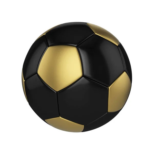 在白色背景查出的足球球。黑色和金色足球球. — 图库照片