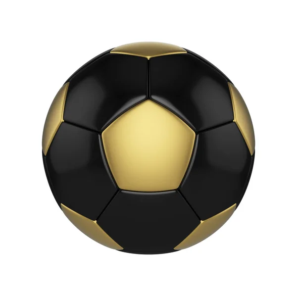 在白色背景查出的足球球。黑色和金色足球球. — 图库照片