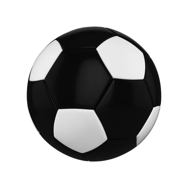 Ballon de football isolé sur fond blanc. Ballon de football noir et blanc . — Photo