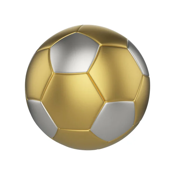 Ballon de football isolé sur fond blanc. Ballon de football or et argent . — Photo