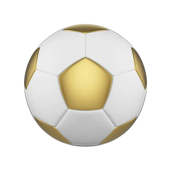 Ballon de football isolé sur fond blanc. Ballon de football blanc et or . — Photo