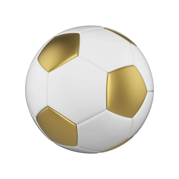 Soccer ball isolated on white background. White and gold football ball. — Stock Photo, Image