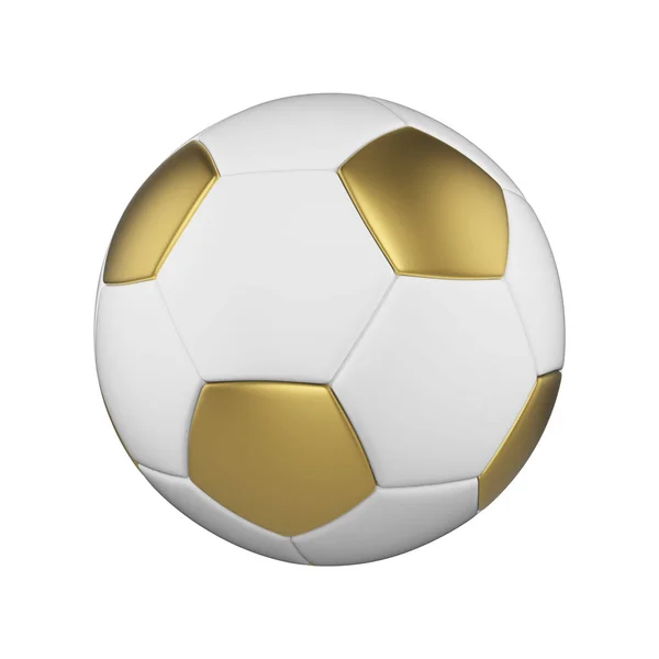 Beyaz arka plan üzerinde izole futbol topu. Beyaz ve altın futbol topu. — Stok fotoğraf