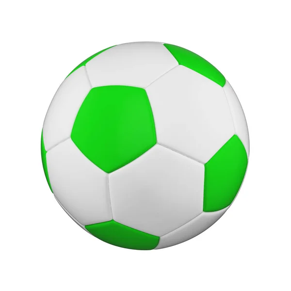 บอลฟุตบอลถูกแยกจากพื้นหลังสีขาว ฟุตบอลสีขาวและสีเขียว . — ภาพถ่ายสต็อก