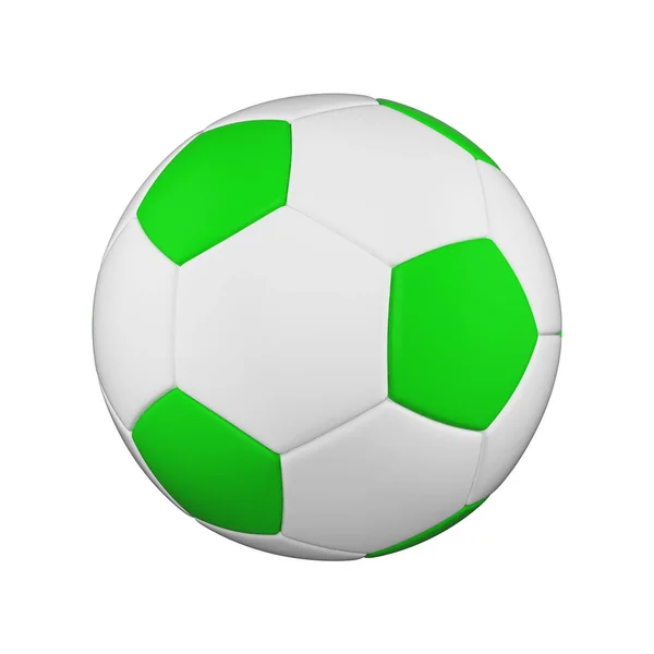 Ballon de football isolé sur fond blanc. Balle de football blanche et verte . — Photo