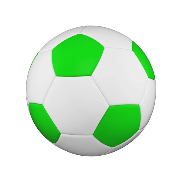 足球在白色背景查出了。白色和绿色足球. — 图库照片