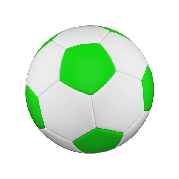 Футбольний м'яч ізольований на білому тлі. Білий і зелений футбольний м'яч . — стокове фото