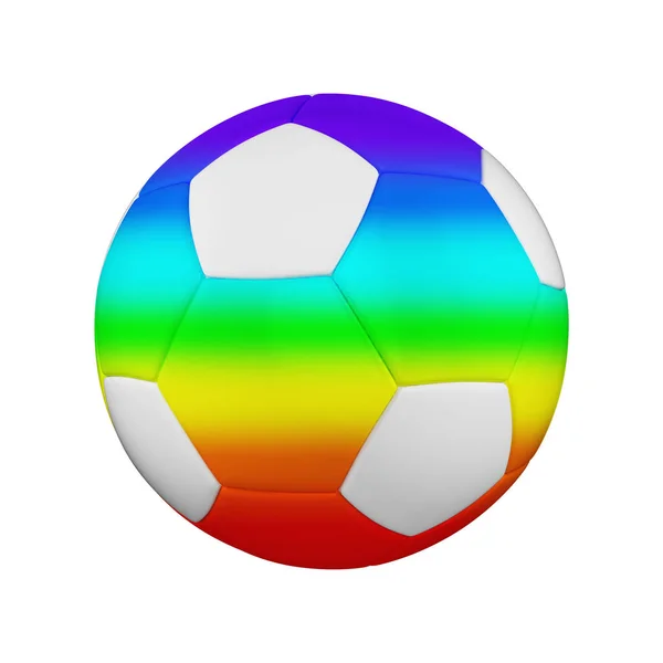 Voetbal geïsoleerd op een witte achtergrond. Wit en regenboog Voetbal bal. — Stockfoto