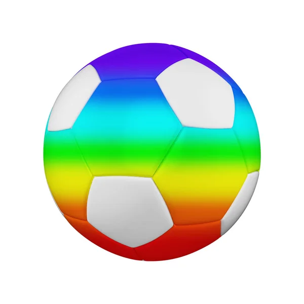 Fußball isoliert auf weißem Hintergrund. weißer und Regenbogen-Fußballball. — Stockfoto