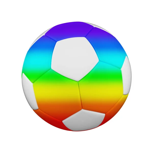 Pelota de fútbol aislada sobre fondo blanco. Bola de fútbol blanco y arco iris . — Foto de Stock