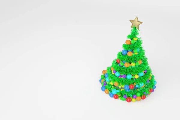 Künstlicher Weihnachtsbaum 3D farbige Illustration — Stockfoto