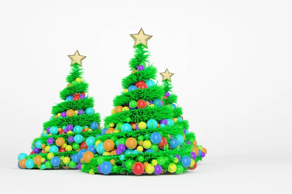 人工圣诞树3d 彩色插图 — 图库照片