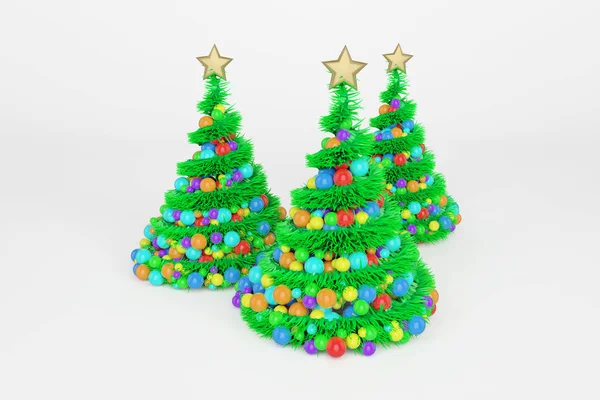 Yapay Noel ağaçları 3d renk illüstrasyon — Stok fotoğraf