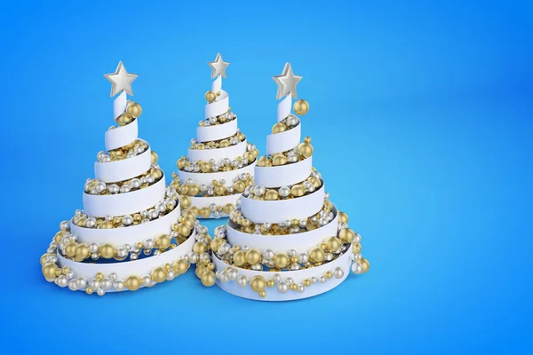 Spirale Weihnachtsbäume 3D farbige Illustration — Stockfoto