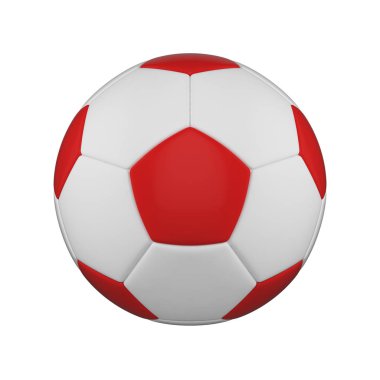 Futbol topu gerçekçi 3d çizim. Beyaz arka plan üzerinde izole futbol topu. Uluslararası Spor Yarışması, turnuva.
