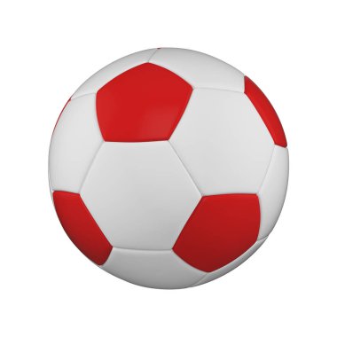 Futbol topu gerçekçi 3d çizim. Beyaz arka plan üzerinde izole futbol topu. Uluslararası Spor Yarışması, turnuva.