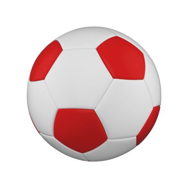 Futbol topu gerçekçi 3d çizim. Beyaz arka plan üzerinde izole futbol topu. Uluslararası Spor Yarışması, turnuva.