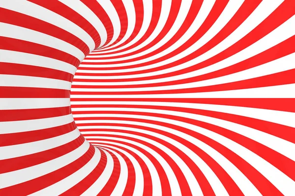 Girdap optik 3d yanılsama raster resim. Kırmızı ve beyaz spiral çizgili kontrast. Geometrik torus görüntü çizgilerle, döngüler.
