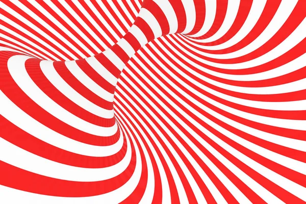 Virvel optisk 3d illusion raster illustration. Kontrast spiral röda och vita ränder. Geometriska torus bild med linjer, slingor. — Stockfoto