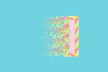 Yıkıcı harf ı 3d gerçekçi raster illüstrasyon. Alfabe harfi hatmi doku ile. İzole tasarım öğesi.