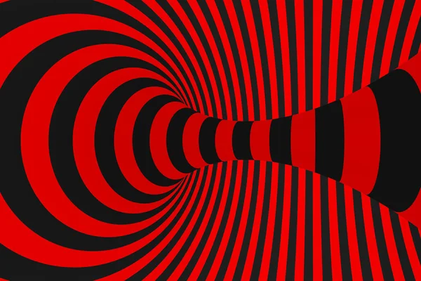 Ilustración de trama de ilusión óptica Torus 3D. Imagen hipnótica de tubo negro y rojo. Contraste bucles de torsión, rayas ornamento . — Foto de Stock