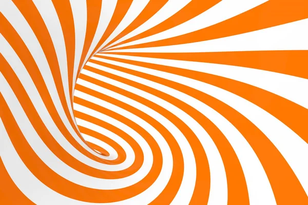 トーラス 3 d 錯覚ラスター図。催眠の白とオレンジのチューブの画像です。ループ、ストライプの飾りをねじりコントラスト. — ストック写真