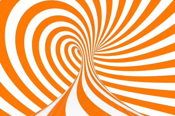 Torus 3d optik illüzyon raster illüstrasyon. Hipnotik beyaz ve turuncu tüp görüntü. Döngüler, çizgili süsleme büküm kontrast.