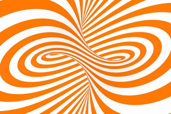 Ilustración de trama de ilusión óptica Torus 3D. Imagen hipnótica de tubo blanco y naranja. Contraste bucles de torsión, rayas ornamento . — Foto de Stock