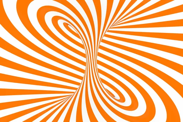 Torus 3D оптическая иллюзия растровой иллюзии. Гипнотическое белое и оранжевое изображение трубки. Контрастные крученые петли, полосы орнамент . — стоковое фото