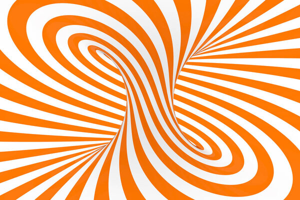 Torus 3D оптическая иллюзия растровой иллюзии. Гипнотическое белое и оранжевое изображение трубки. Контрастные крученые петли, полосы орнамент
.