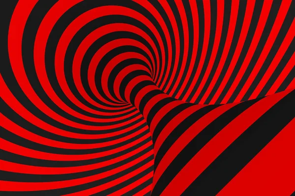Torus 3D оптическая иллюзия растровой иллюзии. Гипнотическое черно-красное изображение трубки. Контрастные крученые петли, полосы орнамент . — стоковое фото