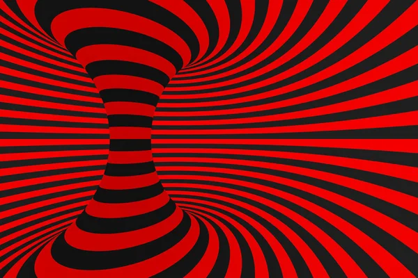 Torus 3d optische illusie raster illustratie. Afbeelding van de hypnotische zwarte en rode buis. Contrast draaien lussen, strepen sieraad. — Stockfoto