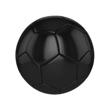 Futbol topu gerçekçi 3d raster resim. Siyah futbol topu clipart. Spor yarışma logo, poster, afiş.
