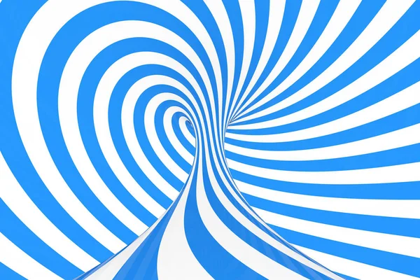 Virvel optisk 3d illusion raster illustration. Kontrast blå och vit spiral ränder. Geometriska vintern torus bild med linjer. — Stockfoto