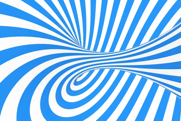 Giro óptico 3D ilusión raster ilustración. Rayas espirales azules y blancas en contraste. Imagen geométrica del toro de invierno con líneas . — Foto de Stock