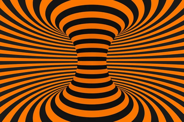 Tunnel optical 3D illusion raster illustration. Contrast lines background. Hypnotic stripes ornament. Geometric pattern.