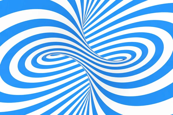 Virvel optisk 3d illusion raster illustration. Kontrast blå och vit spiral ränder. Geometriska vintern torus bild med linjer. — Stockfoto