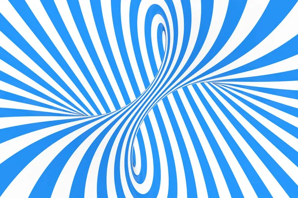 Swirl optische 3d illusie raster illustratie. Contrast spiraal van blauwe en witte strepen. Geometrische Winterbeeld torus met lijnen. — Stockfoto
