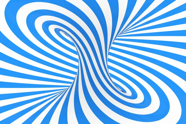 Örvény 3d optikai illúzió raszteres illusztráció. Ezzel szemben a kék és a fehér spirál csíkok. Geometriai téli tórusz kép-val vonalak. — Stock Fotó