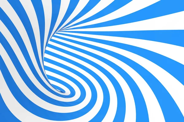 Girdap optik 3d yanılsama raster resim. Mavi ve beyaz spiral çizgili kontrast. Geometrik kış torus görüntü çizgilerle.