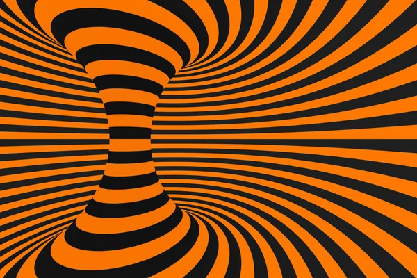 Túnel óptico 3D ilusão raster ilustração. Contraste linhas de fundo. Ornamento de listras hipnóticas. Padrão geométrico . — Fotografia de Stock